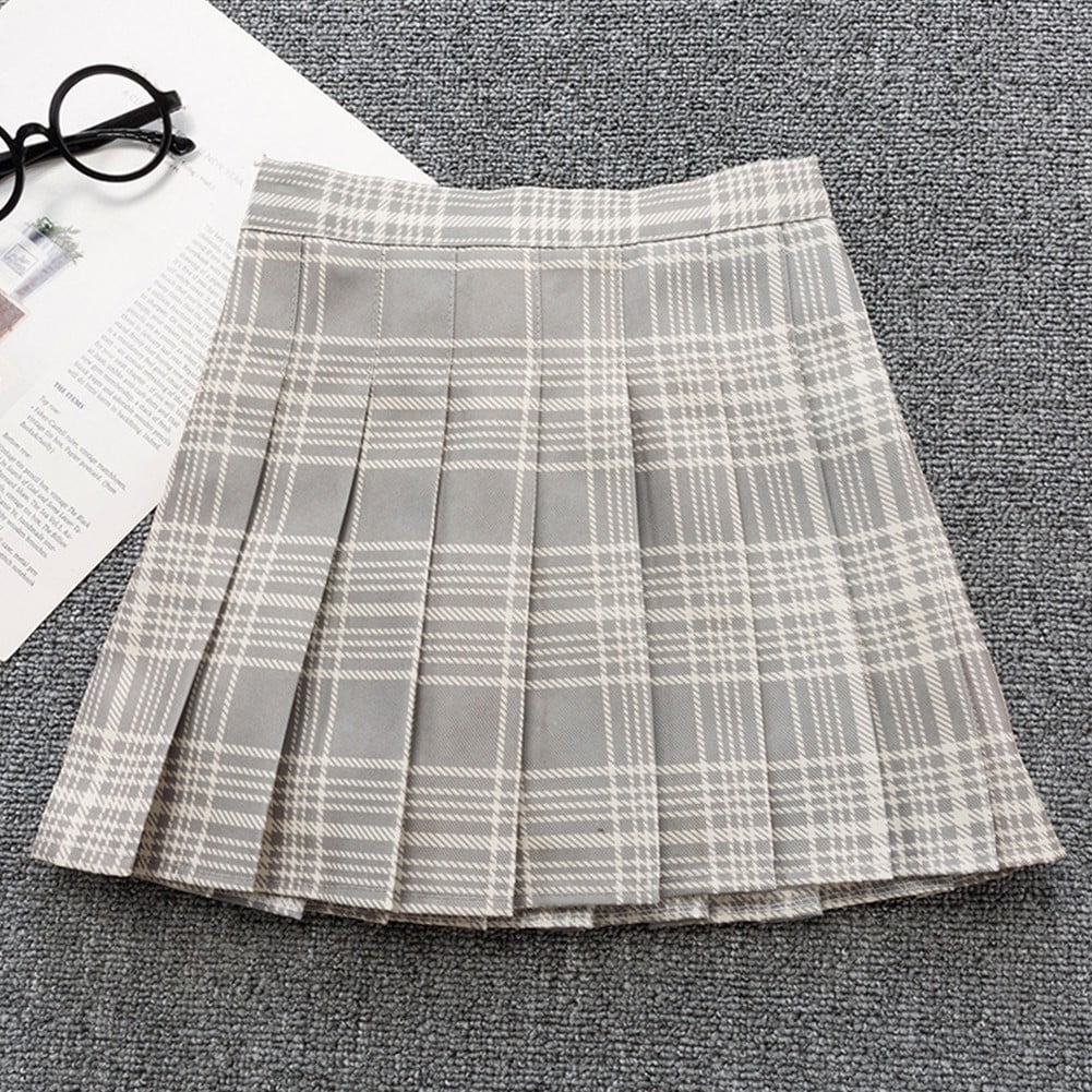 Uccdo Girls Plaid Pleated Skirt with Shorts School Girls Uniform Mini