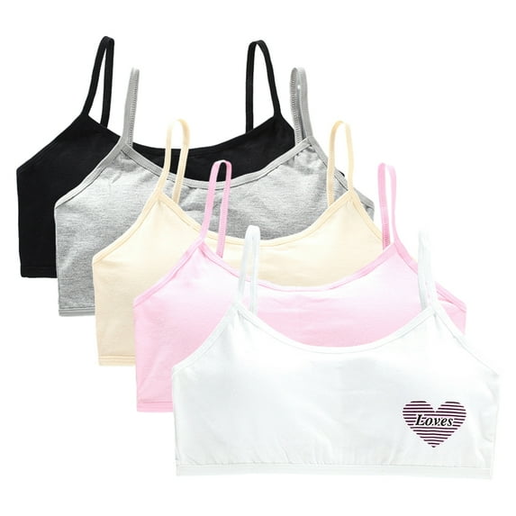Uccdo Girls Seamless Training Bra Casual Wireless Padded Bra Bralette Sports Bra, 5 Pack, 8-16T