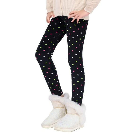 Uccdo Girls Winter Thicken Fleece Lined Leggings Toddler Teenage Girl Warm Floral Tights Stretchy Long Pants 3-13Y