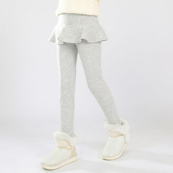 Uccdo Girls Winter Warm Fleece Lined Leggings Kids Thicken Skirt Tights Stretch Pants For Teenage/Little Girls 3-11Y