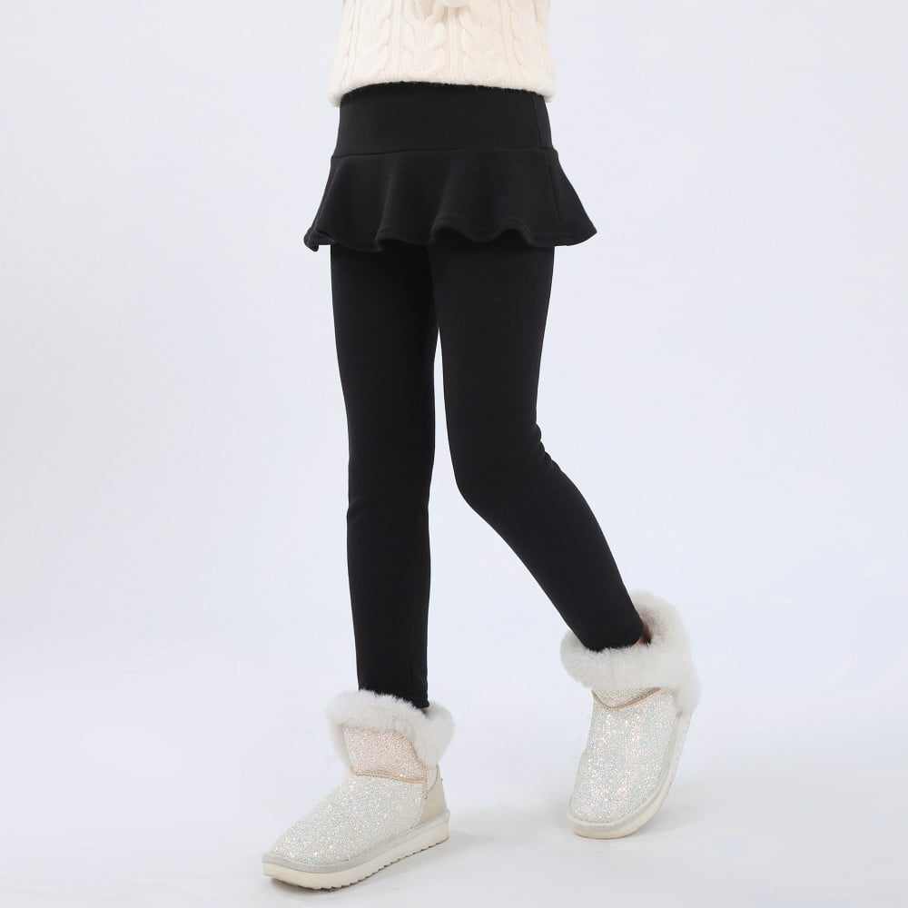Uccdo Girls Winter Warm Fleece Lined Leggings Kids Thicken Skirt Tights
