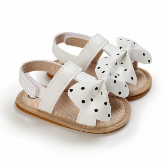 Uccdo Infant Baby Girls Bow Sandals Newborn Baby Summer PU Leather Open Toe Flats Shoes First Walkers 0-18M