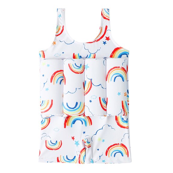 Uccdo Little Boys Girls Rashguards One-Piece Swimsuits Kids Cartoon Buoyancy Bathing Suit, 2-6 Years