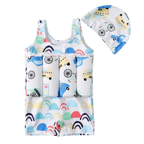 Uccdo Little Boys Girls Rashguards One-Piece Swimsuits Kids Cartoon Buoyancy Bathing Suit, 2-6 Years