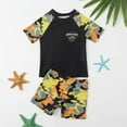 thumbnail image 1 of Uccdo Little Boys Swimsuit Kids Surfing Bathing Suit Short Sleeve Swim Shirts+Trunks Swimwear, Two Pieces, 12M-5T, 1 of 6