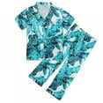 thumbnail image 1 of Uccdo Little Girls Boys Button Down Pajama Sets Teenagers Kids Satin Silk Short Sleeve Shirts + Long Pants Sleepwear 5-14Y, 1 of 8