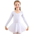 thumbnail image 1 of Uccdo Little Girls Dancewear Long Sleeve Gymnastics Skirted Leotards Ballet Tutu Dance Dress Leotard, Size 4-10 Years, 1 of 5