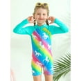 thumbnail image 1 of Uccdo Little Girls Long Sleeve Rashguard One-Piece Swimsuit, Kids Zipper Bathing Suit Beach Surfing Swimwear, Size 4-9 Years, 1 of 8