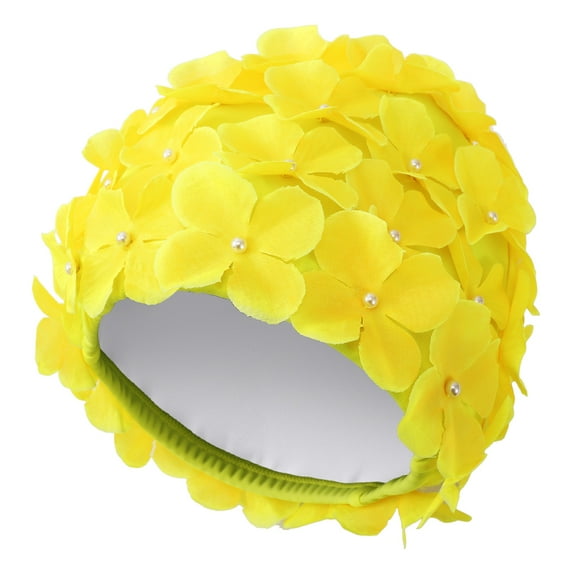 Uccdo Little Girls Retro Style Swimming Hats 3D Flower Petal Bathing Caps For Teenager Big Girls