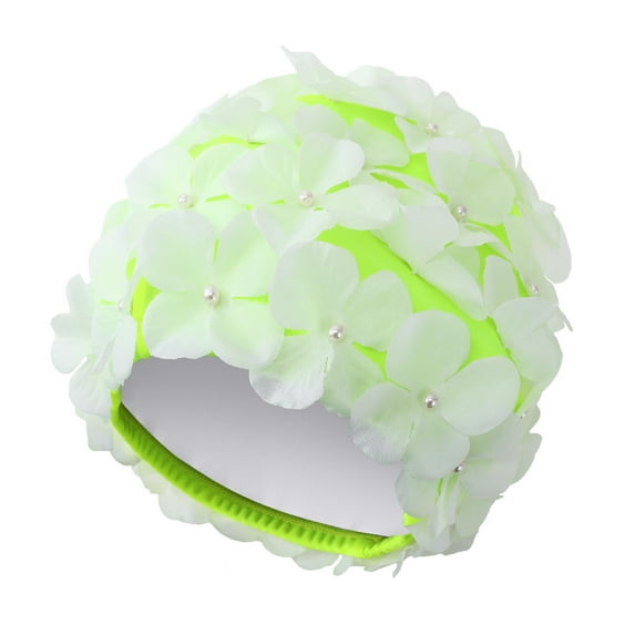 Uccdo Little Girls Retro Style Swimming Hats 3D Flower Petal Bathing Caps For Teenager Big Girls
