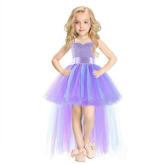 Uccdo Little Girls Sleeveless Swallowtailed Tulle Dresses Wedding Bridesmaid Ball Gown Pageant Party Dress, 1-10T