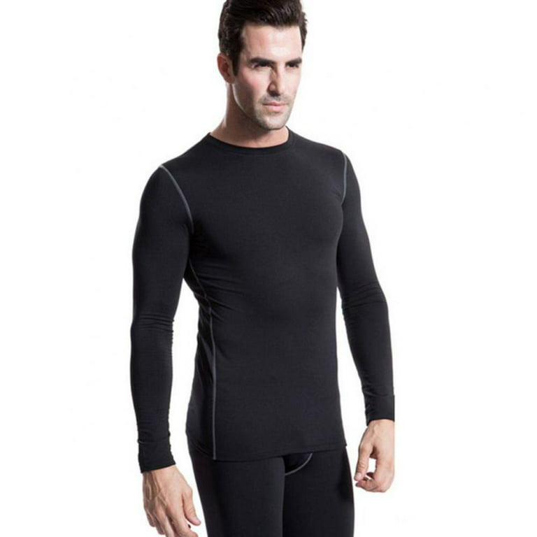 Uccdo Men's Compression Long Sleeves Tops Plush Base Layer Slim