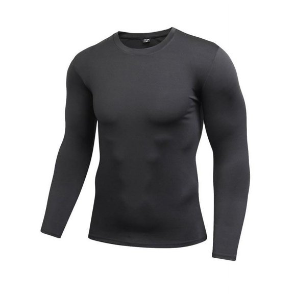 Uccdo Men's Long Sleeve Compression Baselayer Body Under Athletic Running Training Gym Tight Sports Tops Shirt