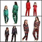 UCCDO Mommy and Me Family Matching Christmas Pajamas Set Boys Girls Silk Satin Button Down Sleepwear Xmas 2Pcs Pjs Set, 6-13 Years
