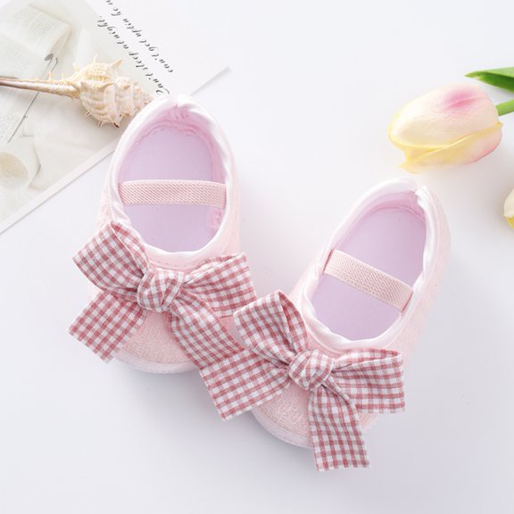 Uccdo Newborn Baby Girls Casual Flats Shoes Infants Non-Slip Cute Bowknot Princess Dress Shoes 0-12M