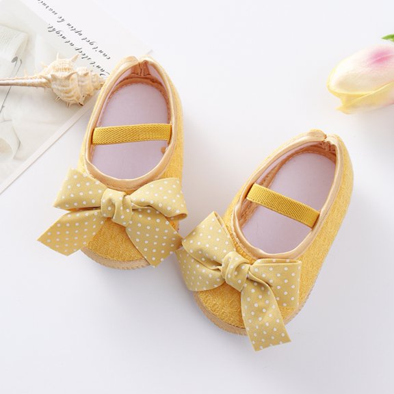 Uccdo Newborn Baby Girls Casual Flats Shoes Infants Non-Slip Cute Bowknot Princess Dress Shoes 0-12M