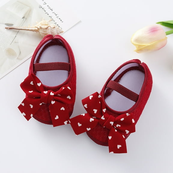 Uccdo Newborn Baby Girls Casual Flats Shoes Infants Non-Slip Cute Bowknot Princess Dress Shoes 0-12M