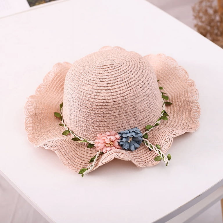 Handwoven Pink Fleur Straw Bohemian Hat Amazon.com: WUODHTW Handmade Crochet Flower Straw Hat Beach  main image 4