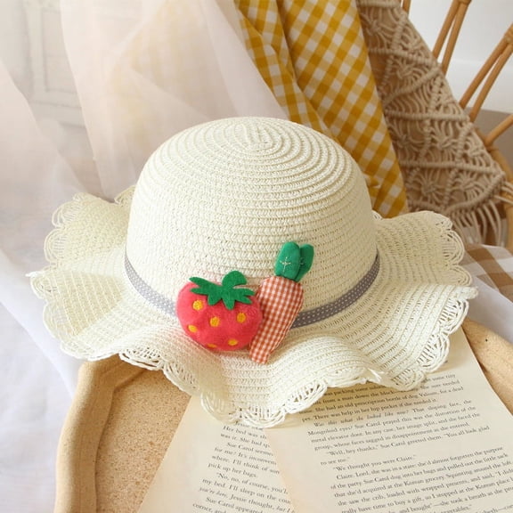 Uccdo Summer Toddler Girls Boho Straw Beach Hat Kids Sun Protection Wide Brim Sun Hats, 1-5 Years