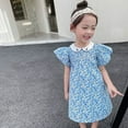 thumbnail image 1 of Uccdo Summer Toddler Girls Casual Floral Dresses Children Cute Peter Pan Collar Princess Party Dress 3-8T, 1 of 8