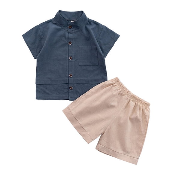 Uccdo Toddler Baby Boys Summer Casual Outfit Kids Solid Shirts Tops Shorts Set 0-5T