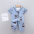 thumbnail image 1 of Uccdo Toddler Boys Girls Pajamas Sets, Kids Satin Silk Cartoon Sleepwear Suit Blouse Sleep Pants Pajama Loungewear, 6M-6T, 1 of 2