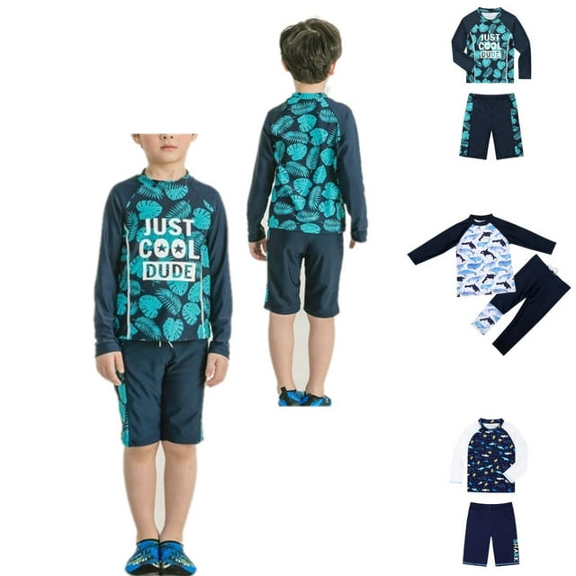 Uccdo Toddler Boys Rashguard Swimsuit, Kids Surf Bathing Suit Long