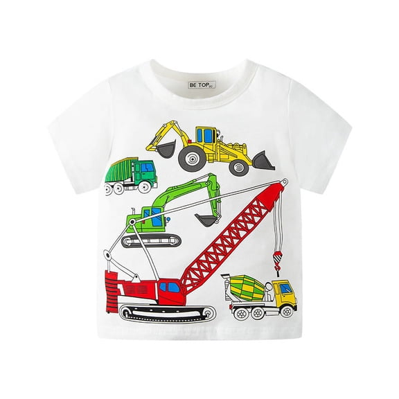 Uccdo Toddler Boys Short Sleeve T-shirt Tops Kids Summer Cartoon Printed Casual Top 2-8T
