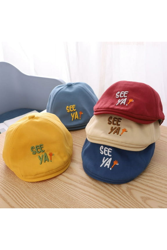 Toddler Girls Boys Letter Print Beret Cap Hat Kids Fashion Peaked Caps, 1-3T