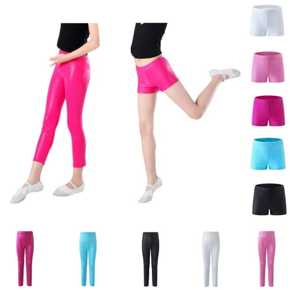 Uccdo Toddler Girls Glitter Athletic Gymnastics Shorts, Teenage Girl Sparkle Ballet Dance Tights Leggings, Size 2-13 Years