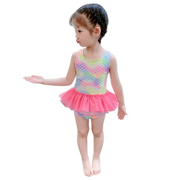 Uccdo Toddler Girls One-Piece Swimsuits Kids Floral Bathing Suit Princess Tutu Swimwear 2-8T