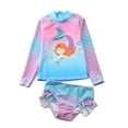 thumbnail image 1 of Uccdo Toddler Girls Rashguard Two Pieces Swimsuit Set Kids Cartoon Long Sleeve Bathing Suits Swimwear 1-10T, 1 of 3