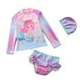 thumbnail image 1 of Uccdo Toddler Girls Rashguard Two Pieces Swimsuit Set Kids Cartoon Long Sleeve Bathing Suits Swimwear 1-10T, 1 of 2