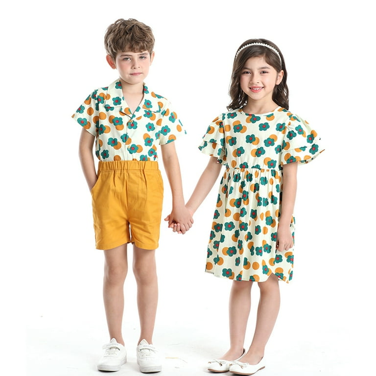 Uccdo Toddler Kids Brother and Sister Matching Outfit Set Boys