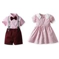 thumbnail image 1 of Uccdo Toddler Kids Brother and Sister Matching Outfits Set Girls Casual Short Sleeve Button Down Dresses, Size 6M-6T, 1 of 8