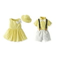 thumbnail image 1 of Uccdo Toddler Kids Brother and Sister Matching Outfits Set Girls Casual Sleeveless Dresses + Sun Hat, 2 Pieces, Size 6M-6T, 1 of 8