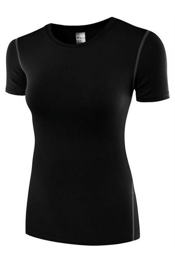 Uccdo Women Compression Sports Fitness Yoga Short Sleeve Tight T Shirts
