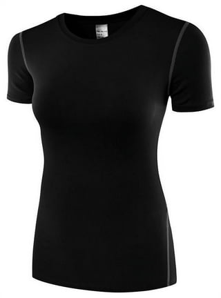 Bonivenshion Women's Short Sleeve Workout Shirts Quick Dry Yoga Tops  Activewear Running T-shirts Fitness Sport Tees-Black