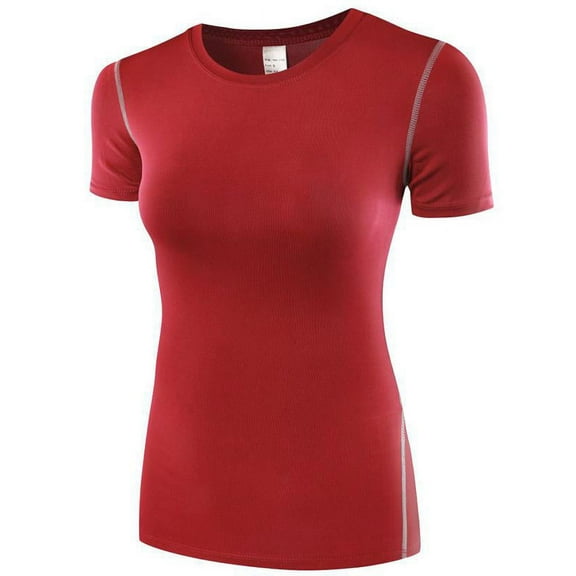 Uccdo Women Compression Sports Fitness Yoga Short Sleeve Tight T Shirts