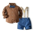 thumbnail image 1 of Uccdoo Toddler Boys Summer Long Sleeve Shirt+Short Pants Kids Gentleman Outfit Set 1-7T, 1 of 8