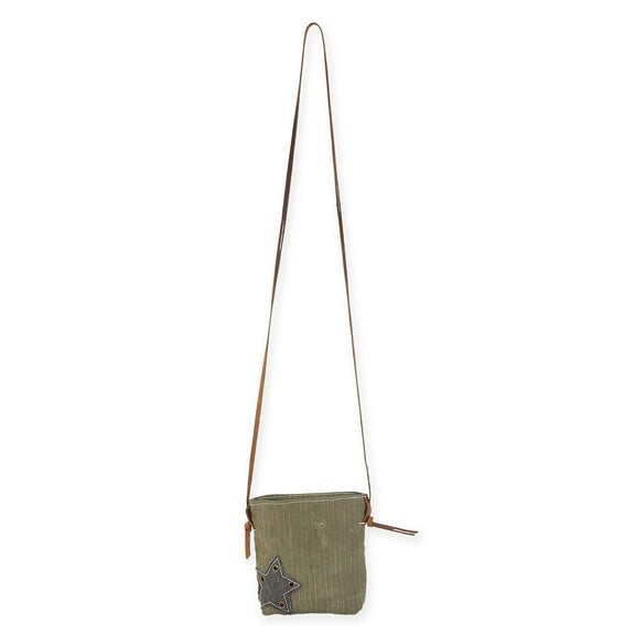 Uchi Star Small Canvas Crossbody Vintage Recycled Canvas Leather Strap and Trim