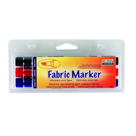 Uchida 540-3A Marvy Chisel Tip Primary Color Fabric Marker Set
