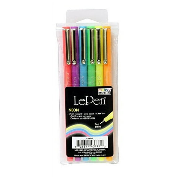 Uchida 6 Piece Le Neon Pen, Set 2-Pack