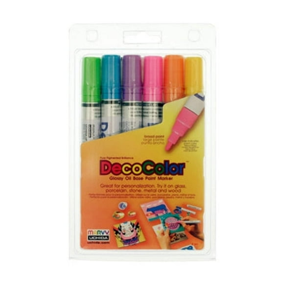 DecoColor Broad Point Paint Marker - Hot Colors Set for Glass, Wood, and More