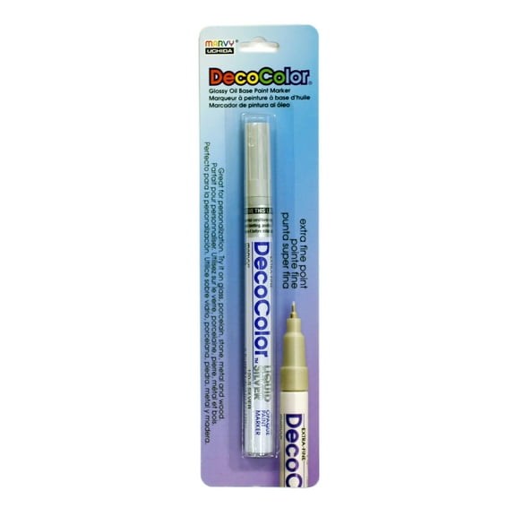 Uchida DecoColor Paint Marker, Extra-Fine, Carded Packaging, Silver