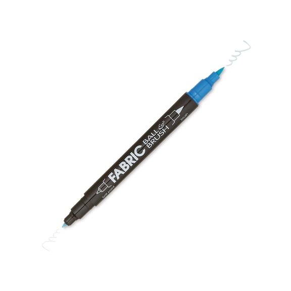Marvy Uchida Dual-Tipped Ball & Brush Fabric Marker - Fluorescent Light Blue