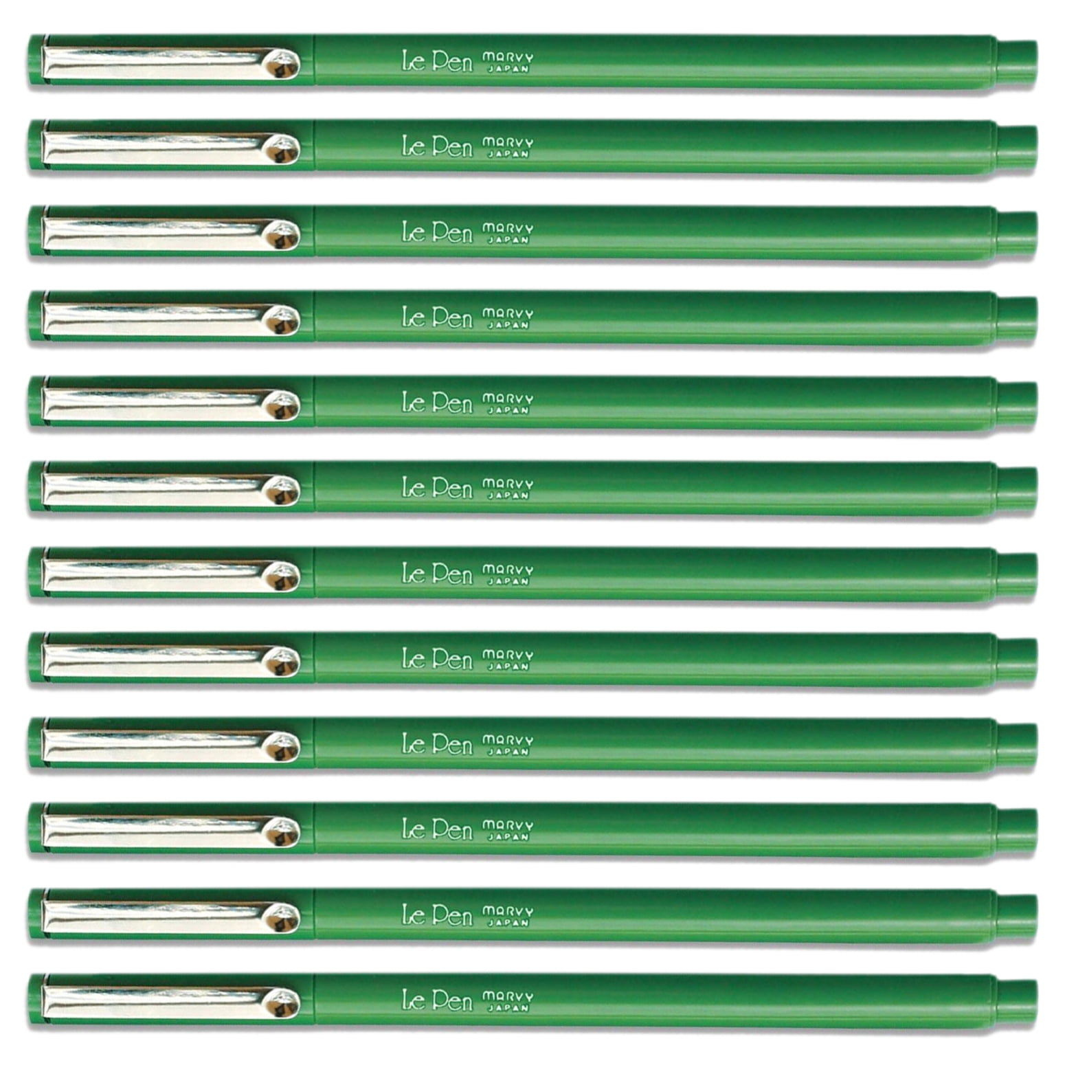 Uchida GREEN Le Pen .3MM Micro Ex Fine Synthetic Point 12 Pens