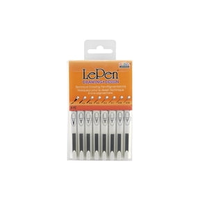 Marvy Uchida Le Pen Drawing Pens, Black, Assorted Sizes, Set of 8