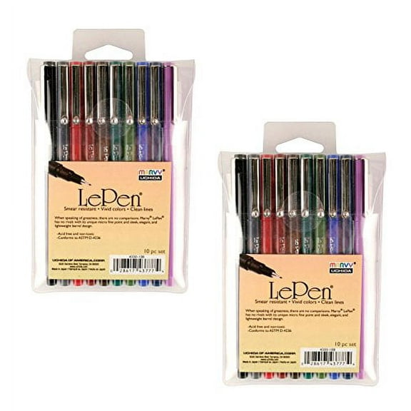 Uchida of America 4300-10B 10-Piece Le Pen Drawing Pen Set, 0.3 Point Size (2 Pack)