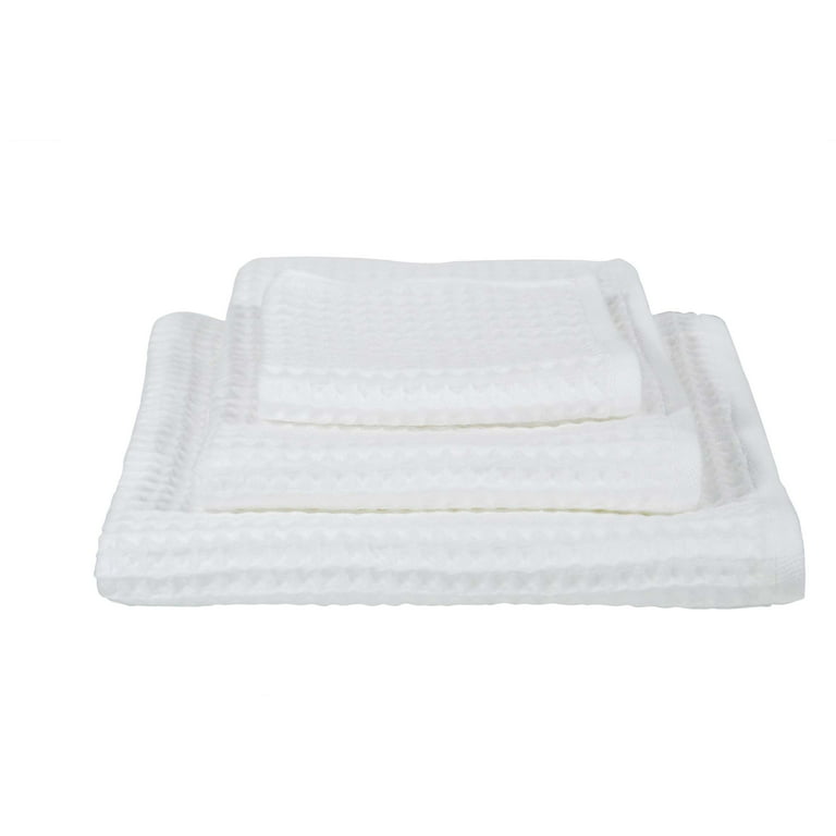 White Cotton Waffle Towels – Una